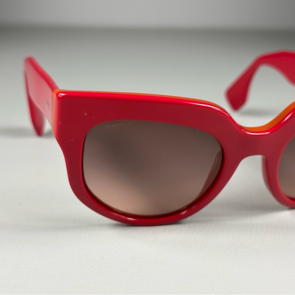 Prada SPR 07Q Oversized Cat Eye Red / Orange Sunglasses - Picture 2 of 8